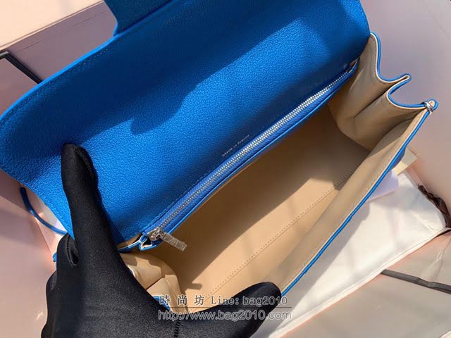 DELVAUX女包 春夏新款 Brillant系列手袋 進口牛皮 德爾沃女手提包 DS0028 螢光藍 Delvaux單肩斜挎包  fcs1353